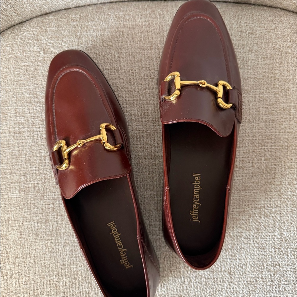 Jeffrey Campbell Addie Bit Loafers in Brown with Gold Hardware - Picture 5 of 6